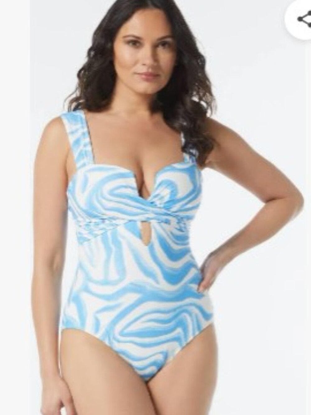 Coco Contours Harmonia Bra Sized Plunge One Piece Surf Blue NWT! Size 10 / 34C